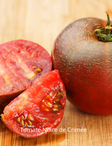 Tomate Noire de Crimée, variété ancienne au goût sucré et juteux, idéale pour la culture au potager. Conseils de plantation et entretien.